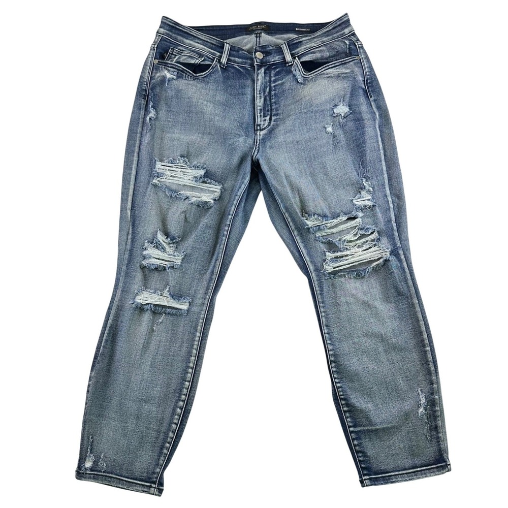 Judy Blue Distressed Boyfriend Fit Jeans Medium Wash 16W JB82284MD-PL